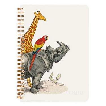 Animals, Wire bound notebook A5 74 sheets Lined, Assorted Cover