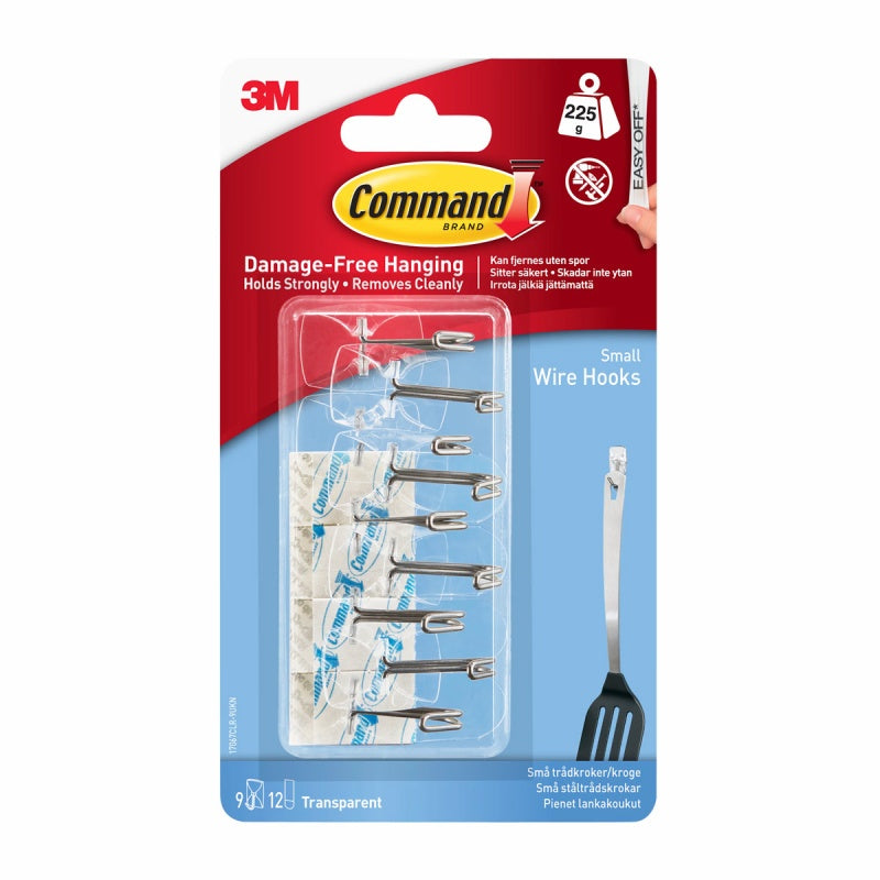 Command™ Small Clear Wire Hooks with Clear Strips Value Pack 17067CLR-9