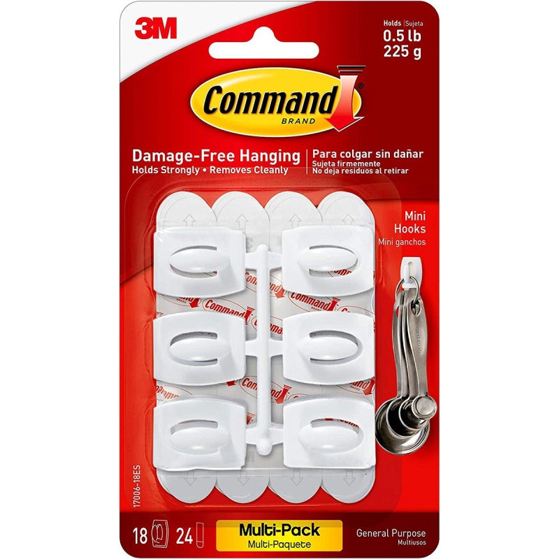 Command Mini Hooks 17006 6hooks 8strips/pk