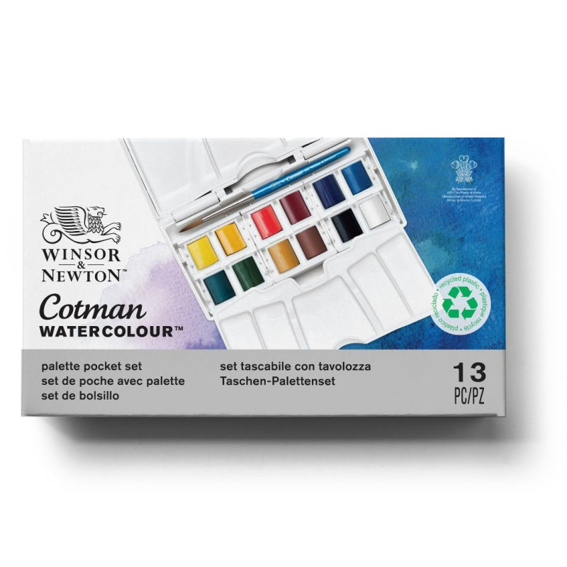 Cotman Watercolours Pocket Plus - 12 Half Pans