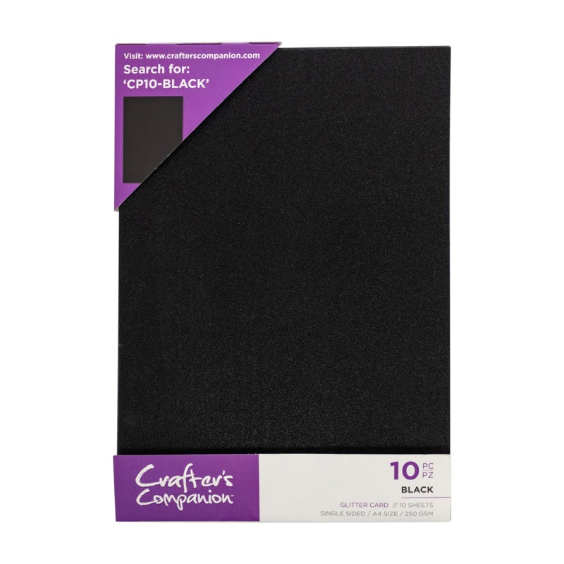 Crafter's Companion Glitter Card 10 Sheet Pack - Black