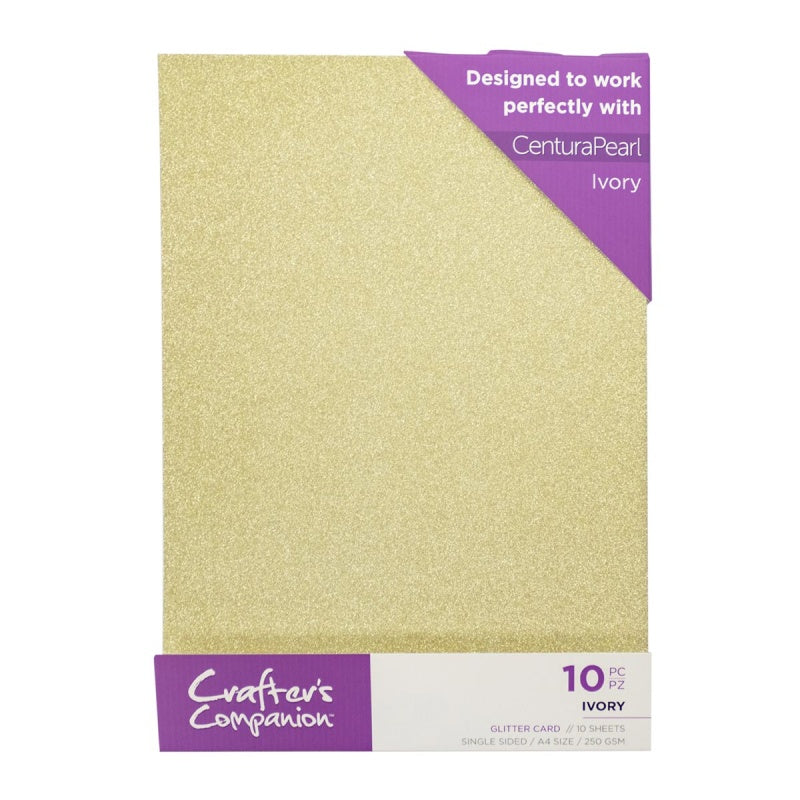 Crafter's Companion Glitter Card 10 Sheet Pack - Ivory