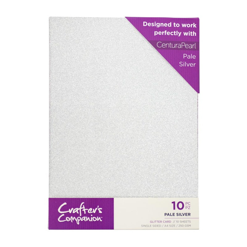 Crafter's Companion Glitter Card 10 Sheet Pack - Pale Silver