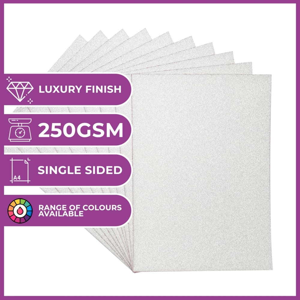 Crafter's Companion Glitter Card 10 Sheet Pack - Pale Silver