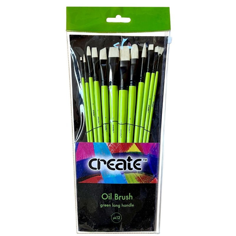 Create Green Long Handle Oil Brush Pack of 12