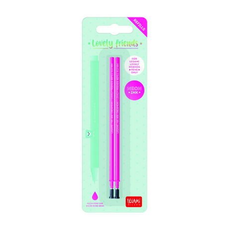 Legami 2 Refills Gel Pen L. Friends - Lovely Friends Refill Set - Neon Pink