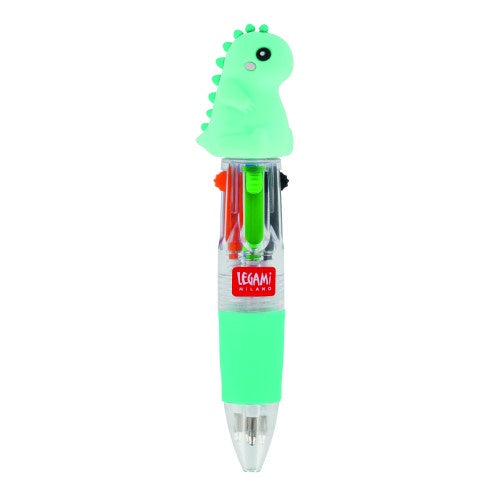 Legami Mini 4-Colour Ballpoint Pen - Mini Magic Rainbow Dino