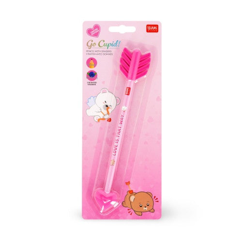 Legami Pencil With 2 Scented Erasers - Go Cupid! Arrow