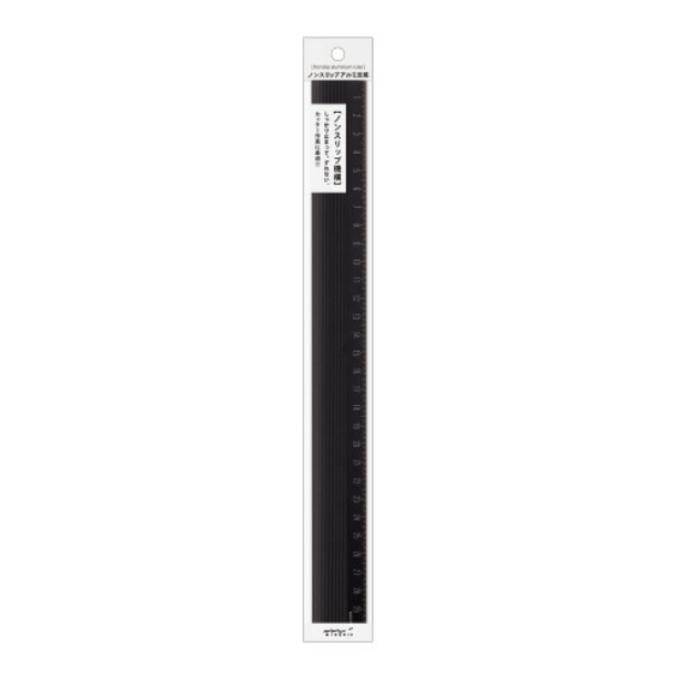 Midori Aluminum Ruler <30cm> Non-Slip Black