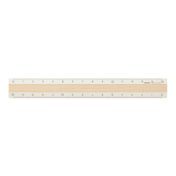 Midori Aluminum Wooden Ruler <15cm> Ivory