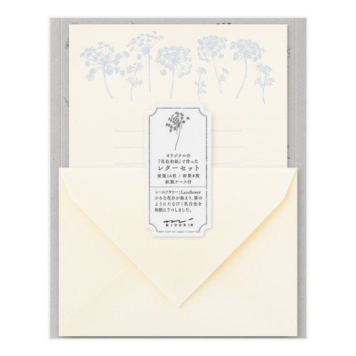 Midori Letter Set 313 Flower Color Washi Paper White