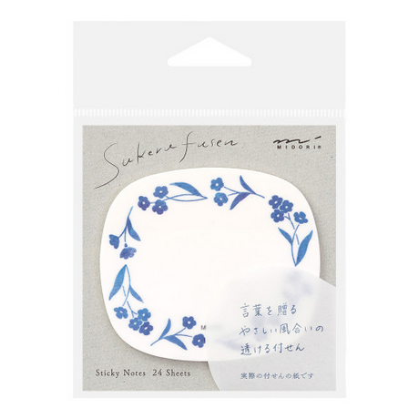 Midori Sticky Notes Transparency Blue Flowers