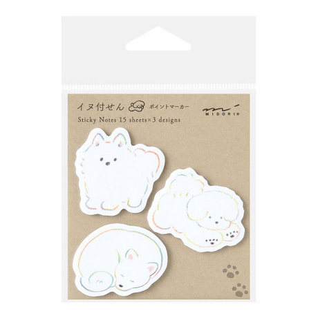 Midori Sticky Notes Point White Dog