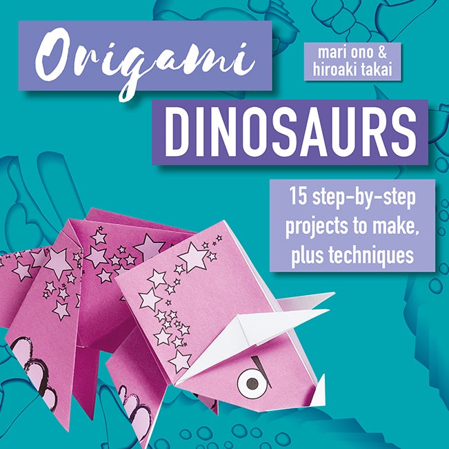 Cover of Origami Dinosaurs  Paper Block Plus 64-Page Book, an art book available from GMC at BradburyART, perfect for artists and creatives.