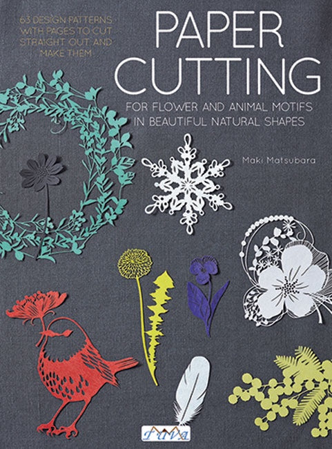 Cover of Paper Cutting for Flower and Animal Motifs in Beautiful Natural Shapes, an art book available from GMC at BradburyART, perfect for artists and creatives.