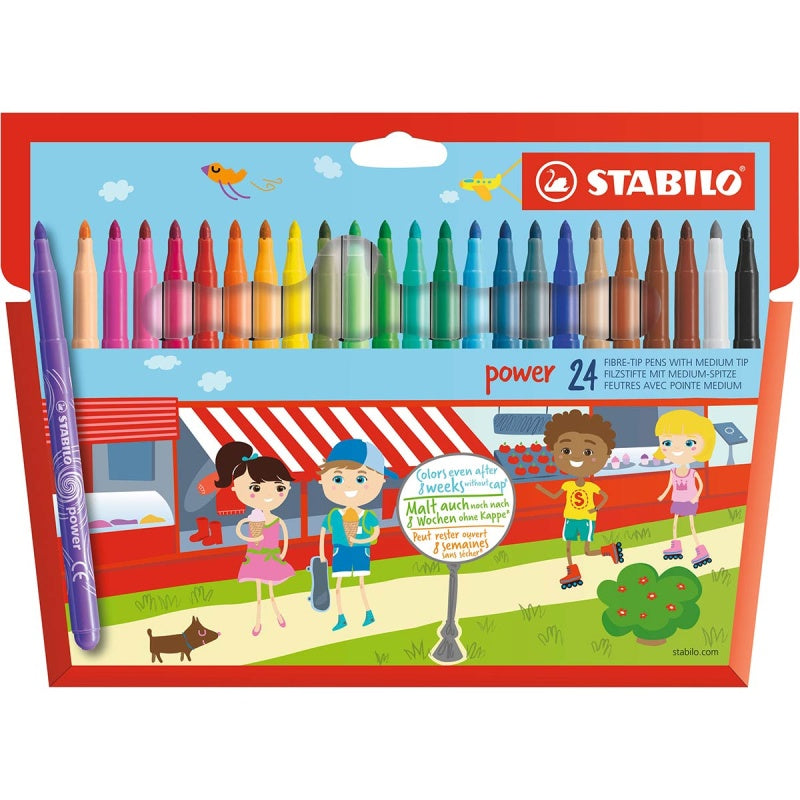 STABILO Power Fibre Tip Colouring Pens Pack of 24