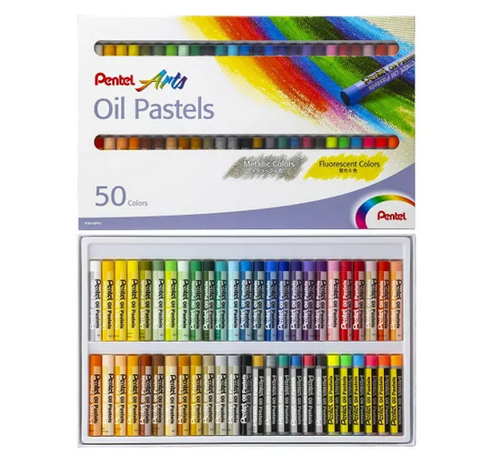 Pentel Oil Pastel 50 Colours 6 Metallic - 6 Fluorescent