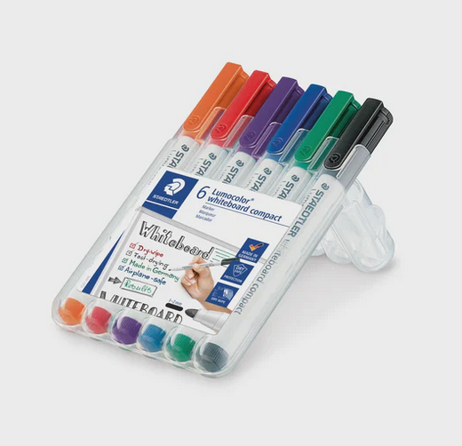 6 Lumocolour Whiteboard Compact Pen Set