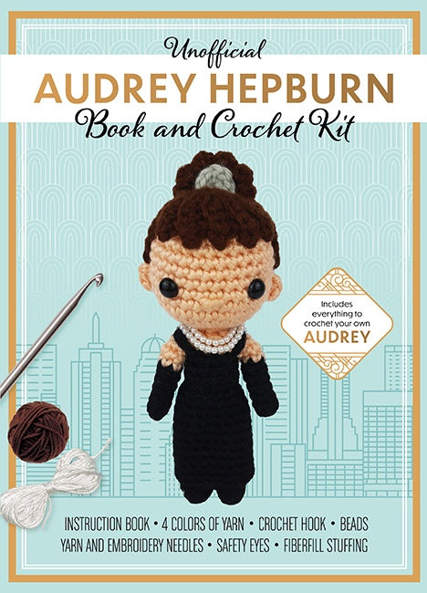 Cover of Unofficial Audrey Hepburn Crochet Kit, an art book available from GMC at BradburyART, perfect for artists and creatives.