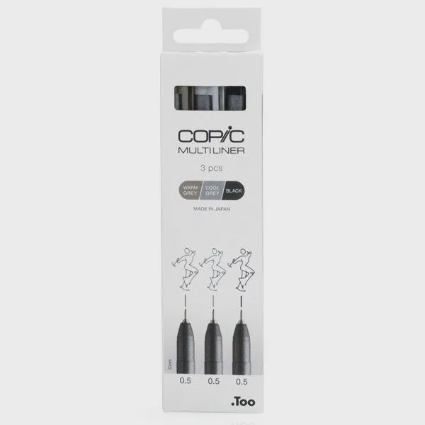 Multiliner Greys and Black Medium - 3pc Set