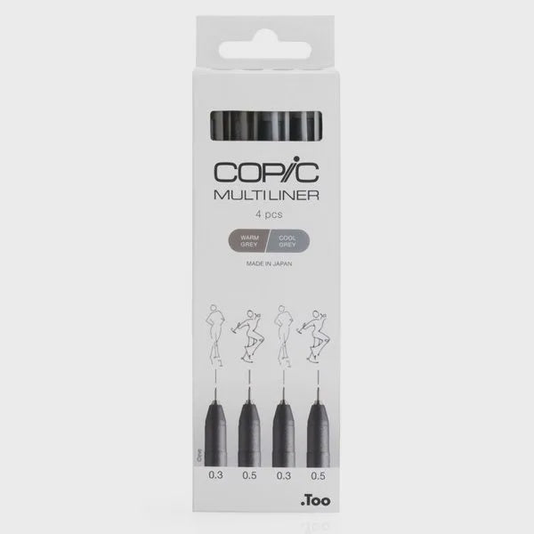 Multiliner Greys Medium - 4pc Set