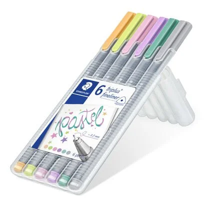 6 triplus fineliner in assorted colours, Pastel