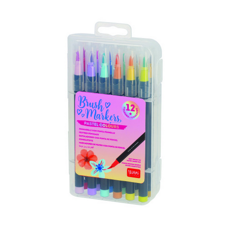Legami Set Of 12 Brush Markers - Brush Markers - Pastel Colours