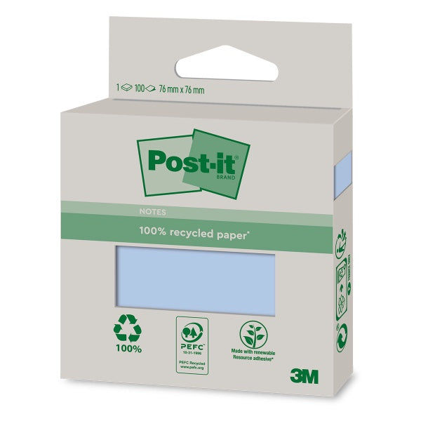 Post-it Recycled Colour Notes 100 sheets 76x76mm