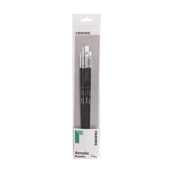 Reeves Acrylic Brush Set Long Handle x 4