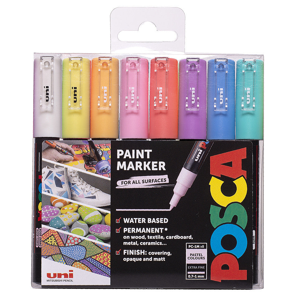 Uni POSCA Marker Pen PC-1M Extra-Fine Set of 8 Pastels